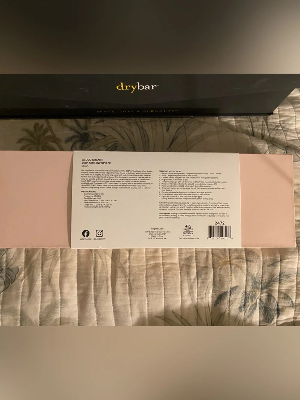 L’ange Le Duo Grande 360 Airflow Styler Pink Hair Styling Tool